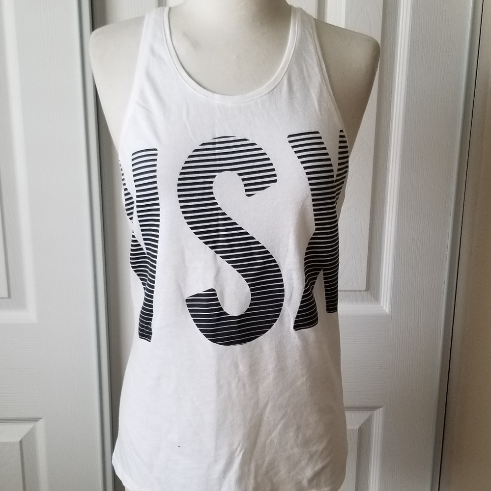 VSX - XS WhiteGraphic Racerback Top! Super clean!
